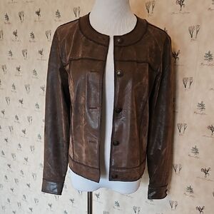 Ruby Red Faux Leather Women's Jacket Size 6